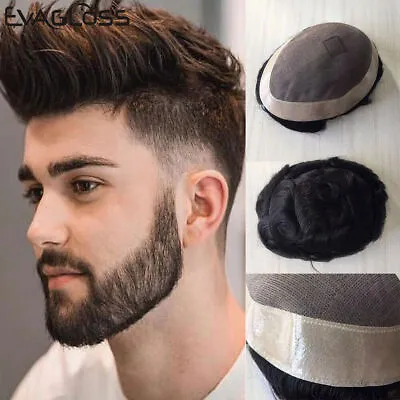Mens Lace Wig Fine Mono Hairpieces Human Hair Wigs Men Capillary Hair Prostheses • $203.19