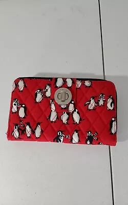 VERA BRADLEY Turnlock & Zip Wallet - Playful Penguins RED -  • $9.95