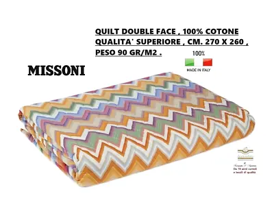 Quilt Bedspread Missoni Double Cms. 270 X 260 Crafty Colorful Chevron • $726.34