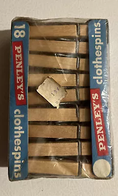 Vintage NOS Box Penley's Wood Clothes Pins Package Laundry Display West Paris ME • $39.99