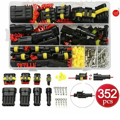 352Pcs 12V Waterproof Electrical Wire Connector Plug Terminal Kit 1/2/3/4 Pin • £13.98