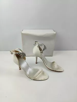 £14.99 • Buy Womens Pearce Honda White Satin Diamante Ankle Strap Heels Shoes Uk 5 Eu 38