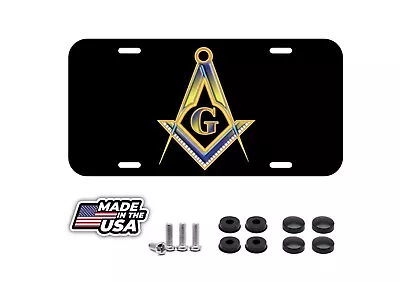  Free Mason License Plate Front Black Auto Tag Plate Masonic Lodge Free Masonry • $12.95