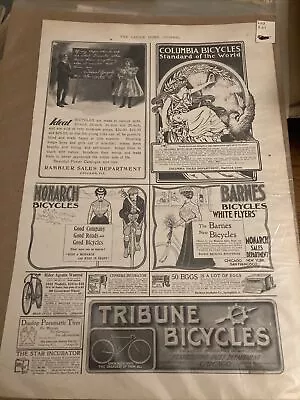 Vintage Bicycle Advertisement Monarch Tribune Barnes Columbia Ideal Rambler • $30