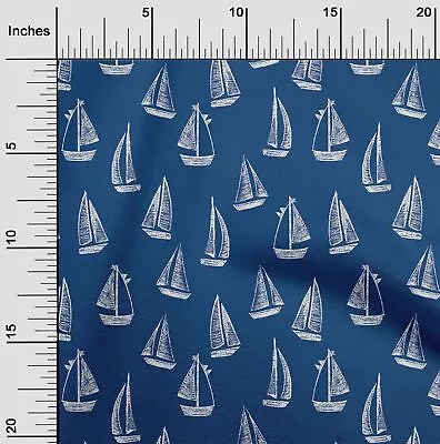 OneOone Cotton Flex Blue Fabric Yacht Nautical Sewing Material Print-Mmk • $10.93