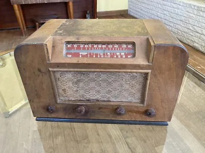 Antique Vintage Tabletop Tube Radio Hazeltine Wood Art Deco BC SW 40s Needs Work • $145
