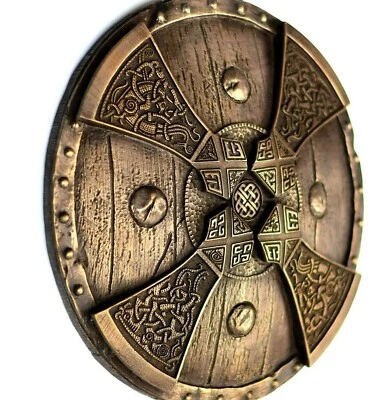 £54.99 • Buy Viking Axe Hatchet Head Shield Bronze Sculpture Scandinavian Folk Art Home Decor