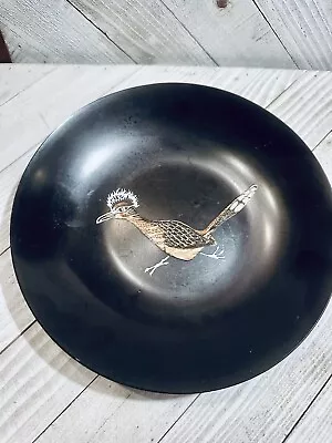 Vintage7.5   MCM COUROC Of Monterey CA ROADRUNNER Bird Dish Bowl Black Inlay • $15