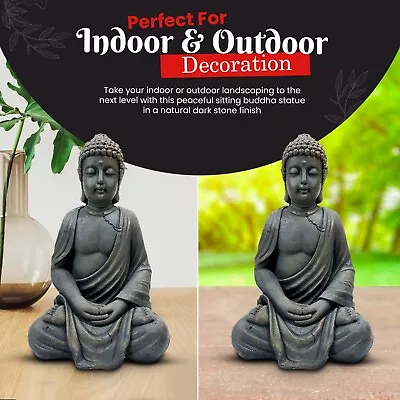 Garden Ornaments Buddha Ornament  Zen Stone Effect Out/Indoor Cracked Design • £14.95