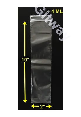 2  X 10  Reclosable Resealable Zip Top Lock Bag FDA Clear Plastic Bags 4 MIL • $16.26