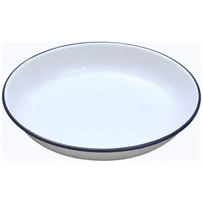 1 X Falcon Traditional Genuine Enamel 20cm Rice / Pasta Deep Plate White Enamel • £6.95