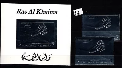 Gg Ras Al Khaima - Mnh - Silver Stamps - Perf + Imperf - Space - Spaceship  • $1.25