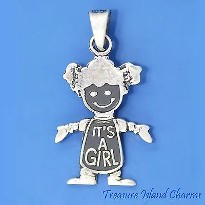 It's A Girl Engravable 925 Solid Sterling Silver Pendant Baby Newborn Mother Mom • $19.95