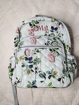 Vera Bradley Campus Backpack Floral Laptop Bag Quilted Paisley Blue Green Zip Up • $33