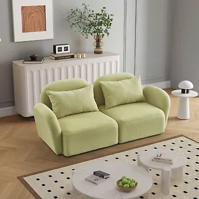 Modern Living Room Furniture Lazy Upholstered Sofa Teddy Fabric Loveseat • $407.39