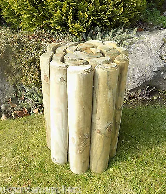 Log Roll Garden Lawn Path Edging Wooden Timber Grass Border 18  (45cm) High • £21.59