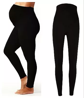 Black Maternity Leggings Ex High Store NXT Full Length Cotton Stretch Over Bump • £7.99