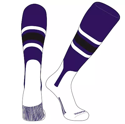 PEAR SOX OTC Baseball Softball Stirrup Socks (B 7in) Purple White Black • $15.99