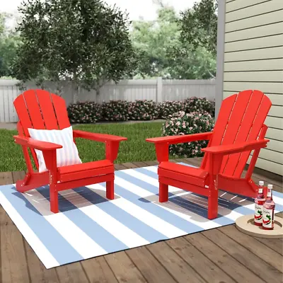 $169.99 • Buy Set Of 2 Folding Adirondack Chair Patio Outdoor Poly Material Fire Pit Chair