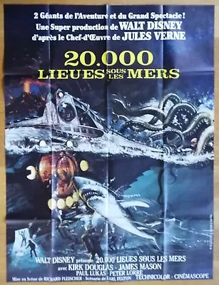 20000 LEAGUES UNDER THE SEA Jules Verne Original LARGE French Movie Poster R70s • £57.41