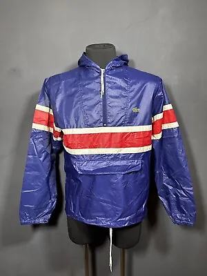 Vintage Lacoste IZOD BLUE 1980s Pullover Shell Smock Windbreaker Medium • £78.92