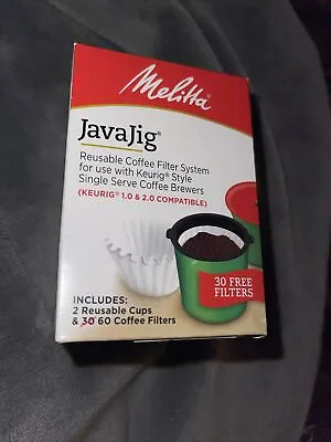Melitta Coffee JavaJig Reusable Coffee Filter System 2 Reusable Cups 60 Filters • $10.75