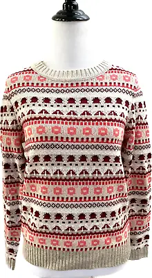 NWT J.Crew Fair Isle Crewneck Sweater Heather Oatmeal Wool Blend Size L • $29.99