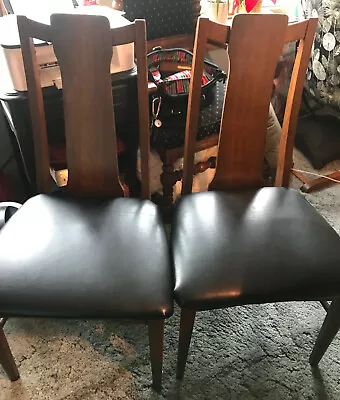 Pair Of Mid Century Walnut Dinette Chairs / Sidechairs  (RP) • $499