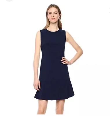 MICHAEL Michael Kors Women True Navy Sleeveless Pleated Hem Dress Size L • $19.99