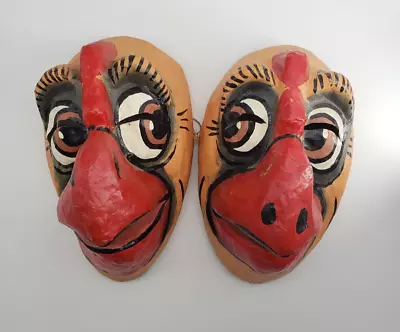 Vintage Halloween Paper Mache Bird Mask Set Of 2 • $65