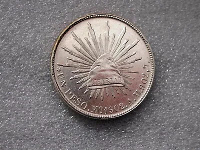 1902 Mexico Mo Peso Silver Coin Mexico City Mint Cap & Rays Plata Moneda AU • $99.99