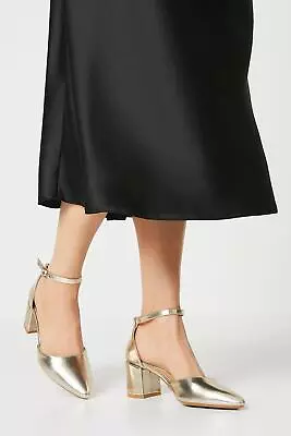 WALLIS Devonna Pointed Open Mid Block Heel Court Shoes • £31.50