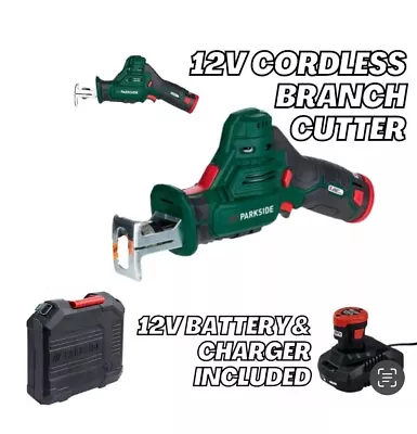 Parkside 12V Cordless Branch Cutter + Battery & Charger Pruning Sabre Garden Saw • £29