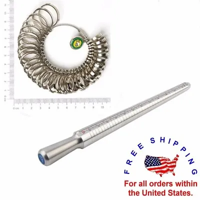 Silver Ring Sizer Finger Sizing Measuring Stick Metal Ring Mandrel US 1-33 Size • $10.59