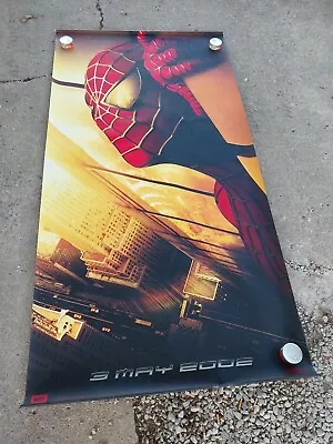 Huge 4ft X 8ft Spiderman Vinyl Movie Poster Banner Recalled 3 May 2002 Wtc Tower • $249.99