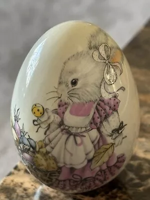 VTG/ The Egg Lady/ Lady Mouse In Pink Dress  Floral Porcelain Decorative Egg 3” • $6.99