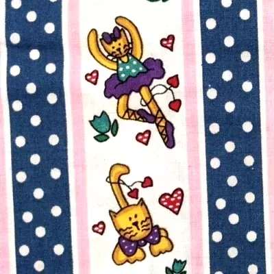 1.5 Yds 43 W Kitten Cats Hearts Stripes Aleene's Cinnamon St. Ruzicka SSI Fabric • $8.85