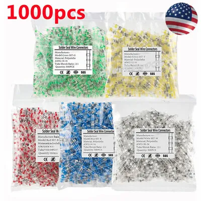 1000Pcs Solder Seal Sleeve Heat Shrink Butt Wire Connectors Terminals Waterproof • $22.49