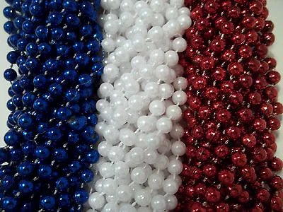72 Red White Blue Memorial 4th July Mardi Gras Beads Necklaces Party Favors  • $24.99