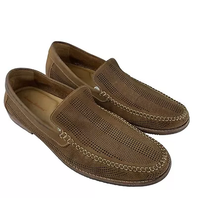 Tommy Bahama Felton Men's Leather Loafers Size 12M Brown Slip On Perforated • $29.74