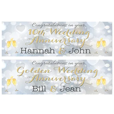 £3.85 • Buy 2 Personalised Wedding Anniversary Banners - Any Anniversary - Or Year