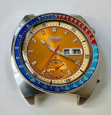 Seiko 6139-6002 Chronograph Automatic Watch POGUE PEPSI Vintage Mens Yellow Dial • $300