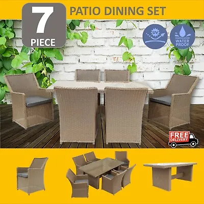 $1501.79 • Buy 7PCS Outdoor Dining Furniture Set Wicker Garden Table & Chairs Coffee Brown