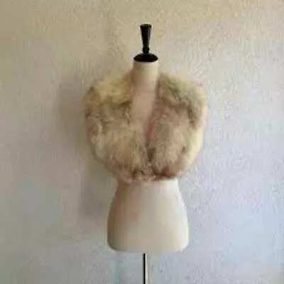 Vintage Real Genuine Fox Fur Stole Blonde Shawl Satin Lined Circa 1940's • $84.99