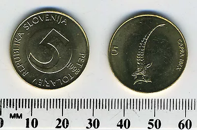 Slovenia 1998 - 5 Tolarjev Brass Coin - Head And Horns Of Ibex • $1