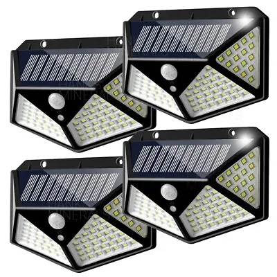 4x 100 LED Solar Power Wall Light Outdoor PIR Motion Sensor Security Garden Lamp • $22.98