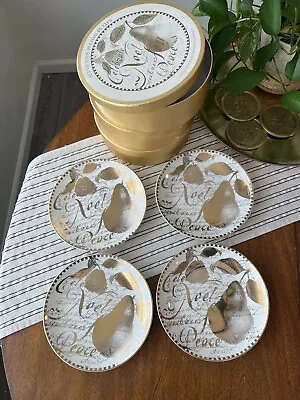 RESTORATION HARDWARE White Porcelain Christmas 8” Plates Priced For 3 Sets • $199