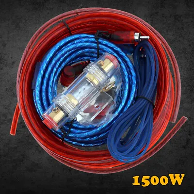 Amplifier Wiring Kit 1500 Watt Power Car RCA Power Cable AGU FUSE • £6.99