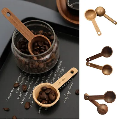 Mini Magnetic Wooden Scoop Coffee / Pet / Tea / Wash Powder Measuring Spoon Tool • £5.23