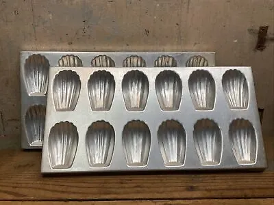 Vintage 2 Madeleines Cookie Molds Sheets 1970s Aluminum • $25